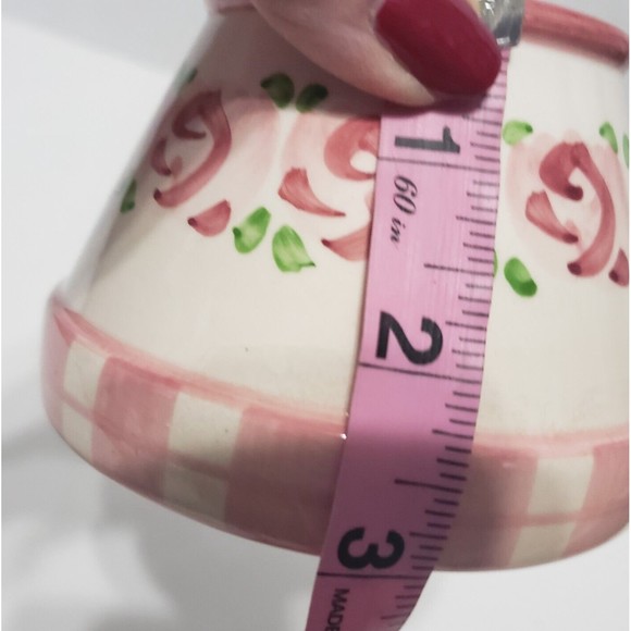 Small Candle Holder Shade Topper Waxcessories Ceramic Pink Flowers White Flaw - Picture 9 of 10